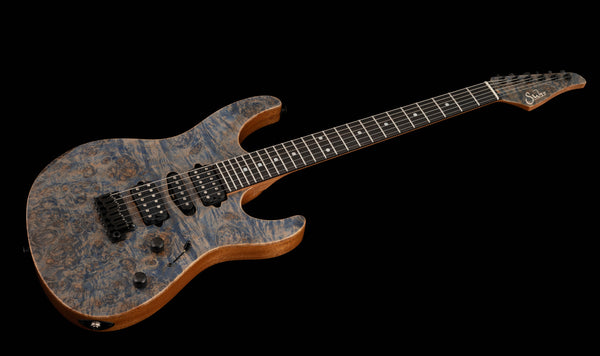 Suhr Custom Modern, Burl Top, Trans Blue Denim