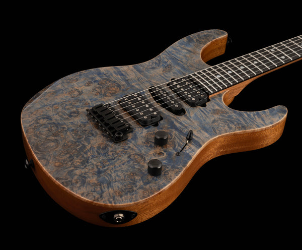 Suhr Custom Modern, Burl Top, Trans Blue Denim