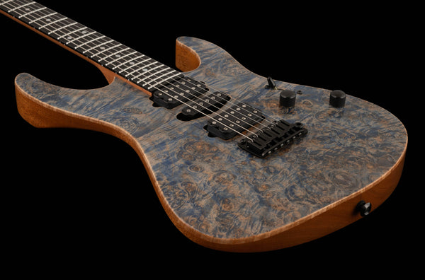 Suhr Custom Modern, Burl Top, Trans Blue Denim