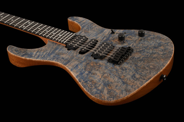 Suhr Custom Modern, Burl Top, Trans Blue Denim