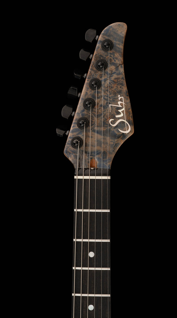 Suhr Custom Modern, Burl Top, Trans Blue Denim