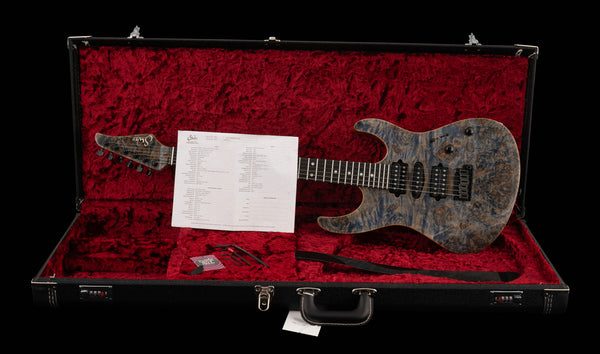 Suhr Custom Modern, Burl Top, Trans Blue Denim