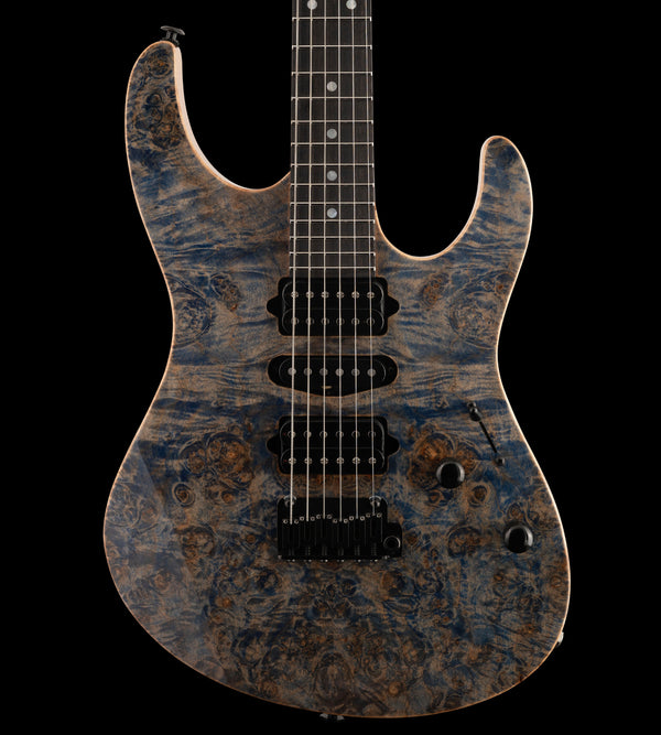 Suhr Custom Modern, Burl Top, Trans Blue Denim