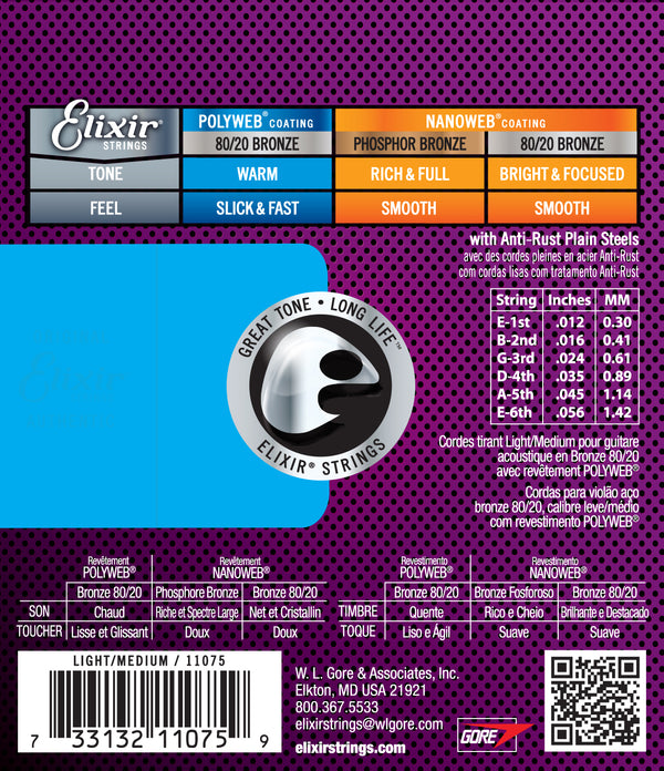 Elixir Acoustic 80/20 Bronze Polyweb