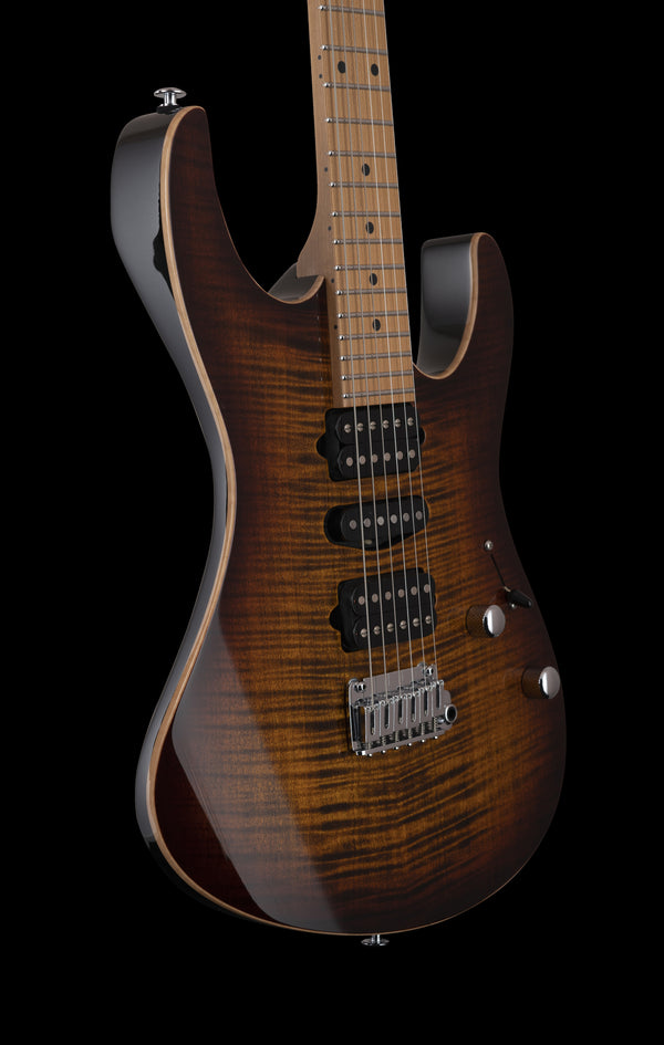 Suhr Modern Plus, Bengal Burst, HSH, Maple - hardcase upgrade