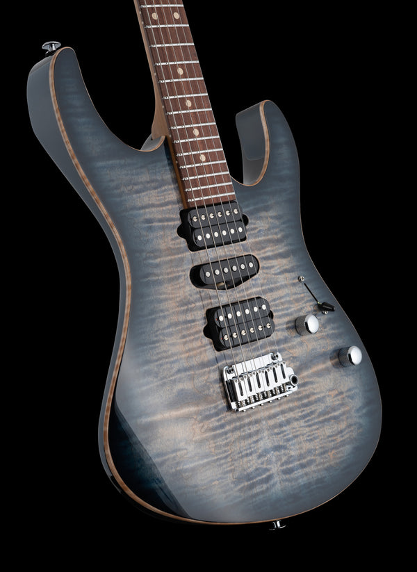 Suhr Modern Plus, Faded Trans Whale Blue Burst, HSH, Pau Ferro - Hardcase