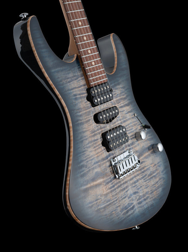 Suhr Modern Plus, Faded Trans Whale Blue Burst, HSH, Pau Ferro - Hardcase