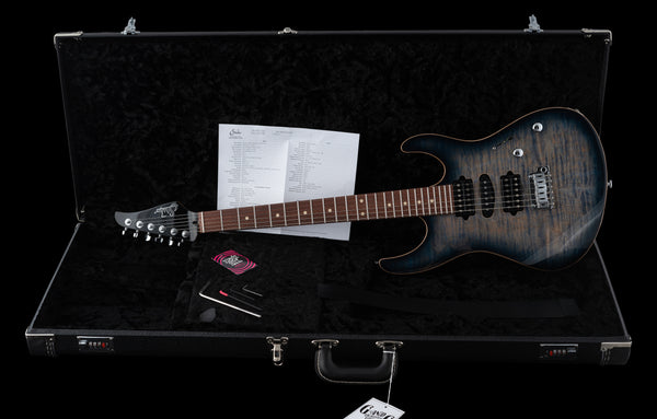 Suhr Modern Plus, Faded Trans Whale Blue Burst, HSH, Pau Ferro - Hardcase