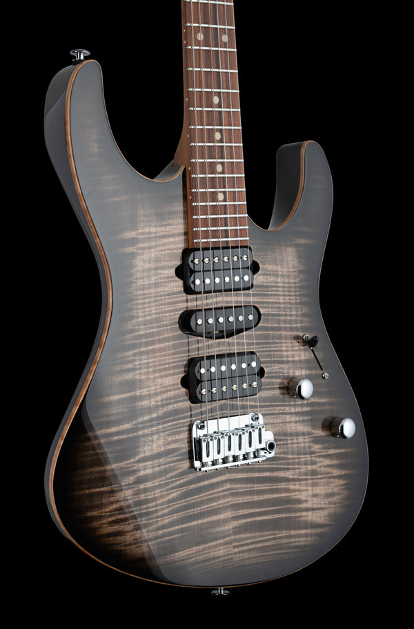 Suhr Modern Plus, Trans Charcoal Burst, HSH, Pau Ferro - Hardcase