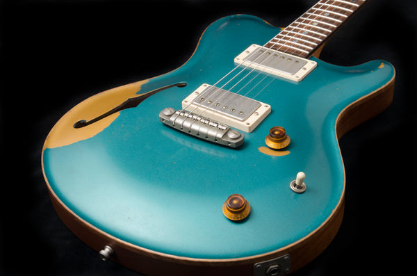 Nik Huber Dolphin II Hollow Body Prototype - NAMM Guitar - Aged Ocean Turquoise