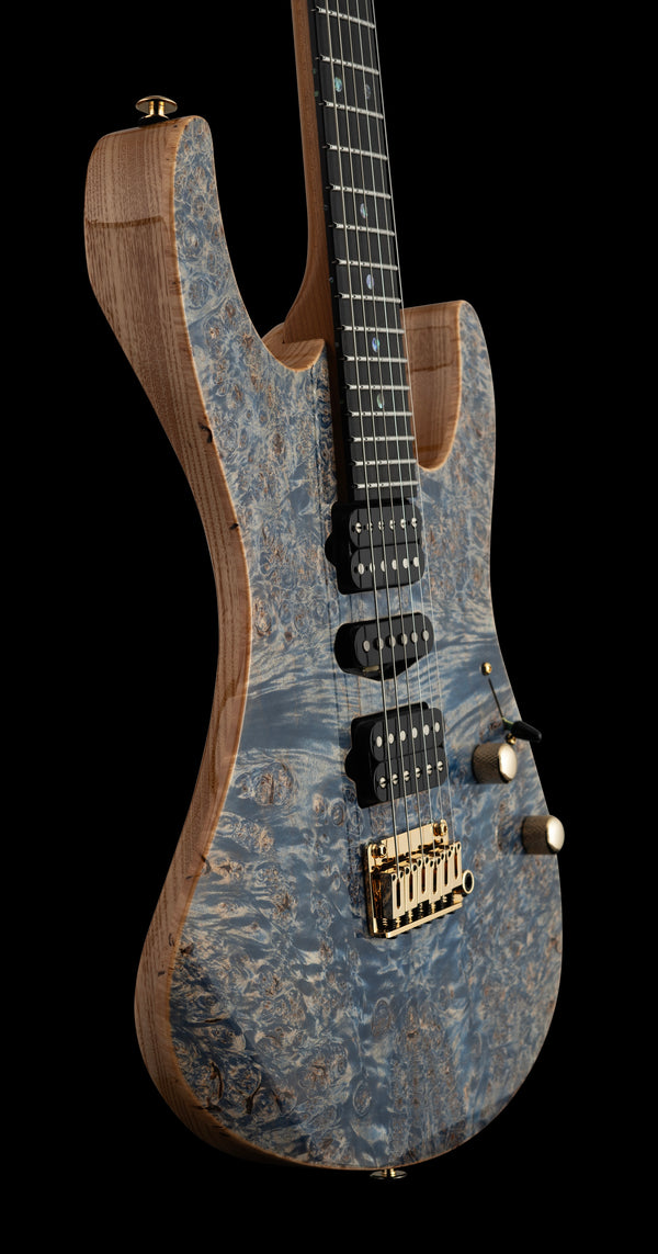 Suhr Modern Custom, Burl Top, Trans Blue Denim