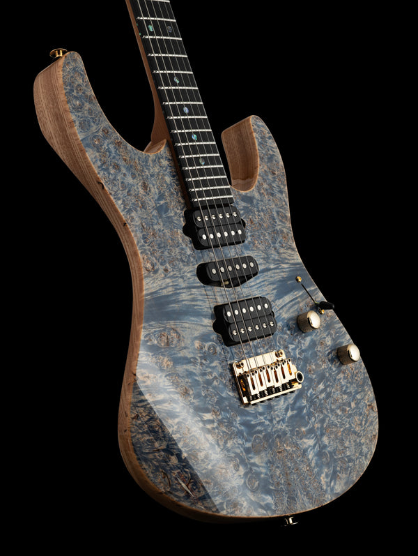 Suhr Modern Custom, Burl Top, Trans Blue Denim