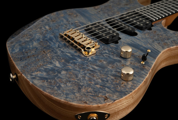 Suhr Modern Custom, Burl Top, Trans Blue Denim