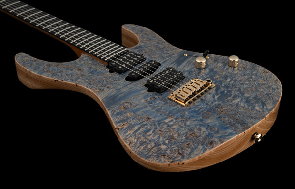 Suhr Modern Custom, Burl Top, Trans Blue Denim