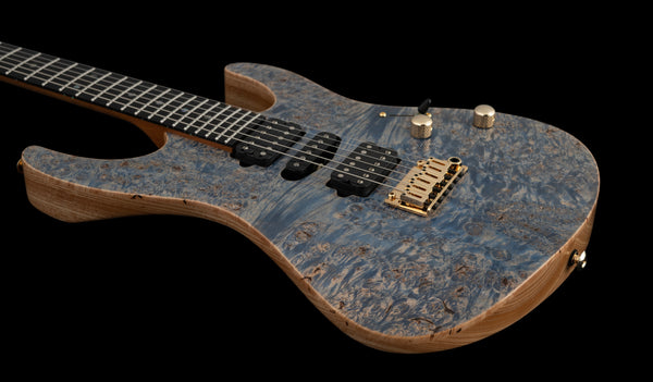 Suhr Modern Custom, Burl Top, Trans Blue Denim