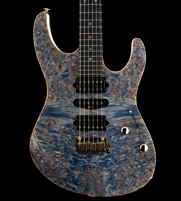 Suhr Modern Custom, Burl Top, Trans Blue Denim