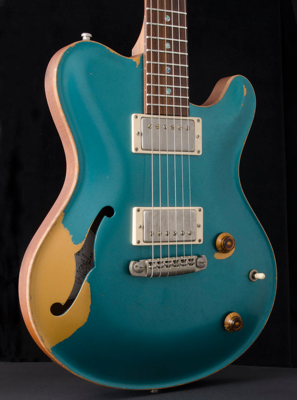 Nik Huber Dolphin II Hollow Body Prototype - NAMM Guitar - Aged Ocean Turquoise